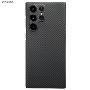 Pinkson 三星手機殼S22Ultra/S23Ultra/S24Ultra凱夫拉芳綸保護套碳纖維紋超薄全包磨砂硬殼散熱商務(wù)簡約 【稀缺細紋】600D芳綸 【三星Galaxy S22 Ultra】