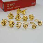 芙蕖黃金小耳釘999足金女耳針皇冠桃花愛(ài)心花朵彎鉤養耳飾 【單只*彎鉤】小桃花約0.23克