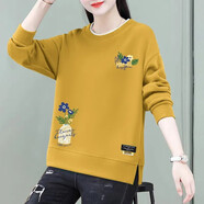 簡言的夏冬含棉衛(wèi)衣女2025秋冬新款寬松顯瘦時尚百搭洋氣長袖上衣外套女裝潮 黃色-藍色花瓶 XL 建議115-130斤