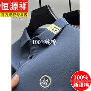 恒源祥純棉polo衣衫男裝長袖t恤男春秋季潮流刺繡寬 松翻領(lǐng)t恤上衣服春 霧霾藍(lán) 165/M