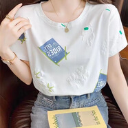 詩(shī)婭達夏季T恤女短袖韓版2025新款體恤女裝洋氣小眾字母時(shí)尚寬松上衣 方塊英文 L 建議110-125斤