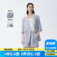 艾諾絲雅詩(shī)商場(chǎng)同款夏季新品薄款通勤百搭七分袖墊肩小西裝20511347 迷霧藍 L