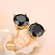 CAROMAY氣質(zhì)chic小耳釘耳環(huán)銀飾韓國網(wǎng)紅情侶個(gè)性耳墜ins少女耳飾 0.6cm香檳金