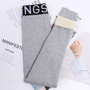 品詩(shī)歌人 秋冬季加絨加厚打底褲女外穿顯瘦百搭韓版高腰九分學(xué)生秋褲保暖修身一體褲子 加絨加厚款【淺灰】 小碼【80-115斤穿】