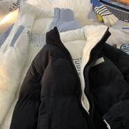 QGF兩面穿棉服女冬季加絨加厚保暖燈芯絨外套女裝面包服寬松棉衣襖子 黑色 3XL 【建議160-180斤】