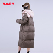 鴨鴨（YAYA）佟麗婭同款長(zhǎng)款羽絨服女冬季新款運(yùn)動(dòng)休閑百搭保暖鴨絨加厚外套 高級(jí)咖色 M (110-140斤)