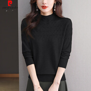 皮爾卡丹（pierre cardin）胖m秋冬半高領(lǐng)毛衣女寬松短款200斤內搭針織羊,絨打底衫 黑色 收藏+購物車(chē)+關(guān)注店鋪=優(yōu)先發(fā)貨