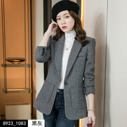 依伊純毛呢厚西裝外套女秋冬2025新款休閑女士款小西服上衣冬加厚 黑色 XL