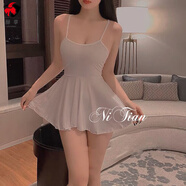 酥享你甜:睡衣家居服套裝女夏款睡裙蕾絲吊帶睡裙女秋季新款網(wǎng)紅套裝 白色 均碼 80-120斤