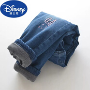 迪士尼新款冬季女童夾棉牛仔褲三層寶寶棉褲外穿褲子加棉兒童保暖褲 三層加厚兔子 100