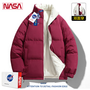 NASA RHUDE秋季外套男裝情侶裝休閑夾克男秋冬棒球服潮流男士春秋款衣服男 5878棉衣紅色(雙面穿) L (145-160斤)
