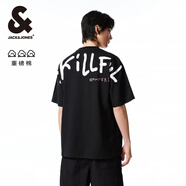 杰克·瓊斯（JACK&JONES）25年男裝春夏重磅純棉寬松休閑多色短袖T恤男小眾個(gè)性上衣情侶款 E40黑色 3XL