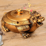思澤諾復(fù)古煙灰缸創(chuàng)意個性帶蓋大號中式家居辦公室裝飾品擺件佛系工藝品 金色龍龜款 長14.5高7cm 煙灰缸