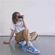 耐克（NIKE）女鞋AIR JORDAN 1 LOW AJ1 喬1低幫休閑運動(dòng)板鞋籃球鞋 AO9944-441 北卡藍大學(xué) 35.5