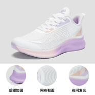 探拓（TECTOP）戶(hù)外男鞋跑步鞋女情侶款運動(dòng)鞋夜間反光減震回彈夏季透氣舒適鞋子 女款純凈白/沉靜紫 38