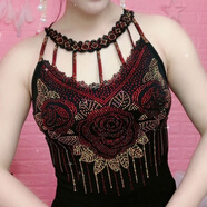 掉帶背心新款女美背吊帶歐洲站2020春夏季新款韓版時尚洋氣背心燙鉆美背吊帶打底女潮a 紅色玫瑰花（常規(guī)無 絨） 中碼 (120-155斤)