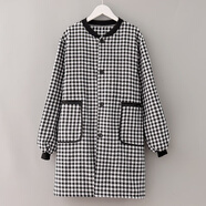 新款網(wǎng)紅長(cháng)袖圍裙家用廚房正穿女罩衣布工作服外套男士 A2立領(lǐng)系扣正穿衣黑格90-170斤