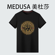 美杜莎MEDUSA男裝T恤男夏季新款燙鉆刺繡男士圓領(lǐng)休閑短袖運(yùn)動(dòng)體恤24104 黑色 2XL 建議：160-175