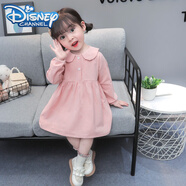 迪士尼（Disney）女童長(zhǎng)袖連衣裙娃娃領(lǐng)5春裝3小童韓版洋氣1-2歲公主裙寶寶純棉裙 粉紅色 110cm