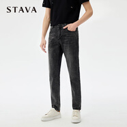 斯得雅（STAVA）男士口袋直筒褲復(fù)古長褲春季新款合身牛仔褲64133005 黑灰色 29