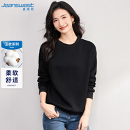 真維斯（JEANSWEST）圓領衛(wèi)衣女春夏2025小個子寬松簡約百搭長袖女裝上衣黑色M