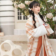 十三余小豆蔻兒[織夢(mèng)少女]日常格紋對襟衫立領(lǐng)襯衫下裙漢元素套裝 對襟長(cháng)衫(紫色) S  現貨