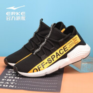 鴻星爾克（ERKE）【斷碼】網(wǎng)面跑步鞋透氣輕質(zhì)軟底防滑減震厚底耐磨訓(xùn)練慢跑鞋 正黑/太陽橙 40
