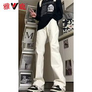 雅鹿牛仔褲男夏季長(cháng)褲潮流韓版休閑時(shí)尚男裝男士直筒束腳九分寬松褲子 790白色 L （推薦110-130斤）