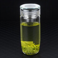 WoLong臥龍水杯子透明單層玻璃杯男士女加厚大容量鵝蛋杯高端水晶玻璃蓋 斜面水晶蓋 380ml 單層帶茶隔