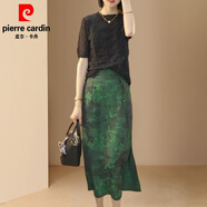 皮爾卡丹（pierre cardin）夏季女裝春秋2025新款a字半身裙子醋酸中式國風(fēng)復古包臀長(cháng)裙綠色 綠色半身裙【專(zhuān)柜洋氣質(zhì)奢華 常規 XL 175