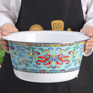 歐麗家 琺瑯搪瓷盆和面盆揉面盆老式搪瓷面盆大號(hào)發(fā)面盆味斗廚房洗菜盆 32cm綠纏枝
