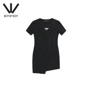 BOY BY BOY春季潮牌女裝不規(guī)則裁剪切割風格印花針織連衣裙W17002 黑色 XS