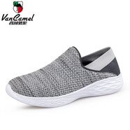 西域駱駝（VANCAMEL）可踩后跟懶人無(wú)鞋帶大碼男鞋46半拖帆布鞋47一腳蹬休閑健步運動(dòng)鞋 灰色 43