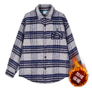 逐夢(mèng)顏襯衫男長(cháng)袖港風(fēng)痞帥韓版潮流純色寬松ins休閑垂感免燙襯衣男外套 重磅升級藍色毛呢雙層秋冬刺繡款 2XL