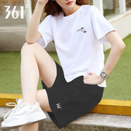 361°運(yùn)動(dòng)套裝女春夏季冰絲速干t恤短褲女士休閑跑步健身籃球訓(xùn)練衣服 奶糖白/純黑 L