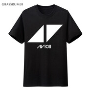 百大DJ瑞典A神艾維奇 Avicii TRUE紀(jì)念短袖t恤男電音半袖體恤夏季 AV三角 黑色 M（140斤到160斤）