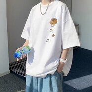 嘉曄短袖t恤男夏季薄款冰絲透氣男裝男士寬松上衣潮流半袖體恤衫衣服 T2289白色 M