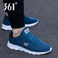 361°男鞋運(yùn)動(dòng)鞋男跑步鞋夏季網(wǎng)面透氣361度休閑鞋慢跑鞋46碼大碼鞋 暗藍(lán)/烏黑色 40