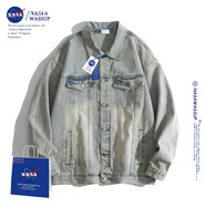 NASA WASSUP官方潮牌聯(lián)名牛仔衣外套男春秋季潮流高級感牛仔上衣男女同款夾克 黃泥色 L（建議130-150斤）