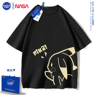 NASA STONE聯(lián)名短袖t恤男夏季新款潮流寬松純棉學(xué)生百搭上衣半袖情侶裝夏裝 黑色 L 推薦體重110-120斤