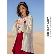 彌古沙灘雪紡衣開(kāi)衫三亞旅游外搭中長(cháng)款小外套女薄款超仙披肩夏季設計感 透視荷葉袖外套 透視荷葉袖外套 均碼