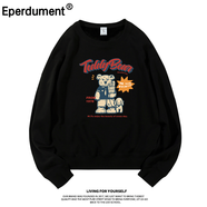 Eperdument新款卡通小熊衛衣女秋冬加絨圓領(lǐng)衛衣寬松學(xué)生外套可愛(ài)女生衛衣 黑色薄款 XL