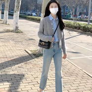 純邇?nèi)肭锎┐钜徽着?024新款小個子韓系氛圍感早秋返校連衣裙套裝 馬甲 S（建議穿80-94斤)