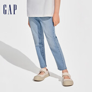 Gap女童春季柔軟logo直筒牛仔褲百搭兒童裝長褲890286 淺藍色 120cm(XS) 亞洲尺碼