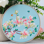 繡魁新款刺繡手工課創(chuàng  )意禮物飾品印花自繡DIY繁花滿(mǎn)園蘇繡品自己刺繡 玉蘭花【材料包+輔助繡繃】