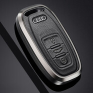 迪加倫 金屬真皮 奧迪Q5鑰匙套 老款 A4L A6L A7 A8L A5 S6汽車鑰匙包保護(hù)殼全包 男女 A款深空灰+奧迪鑰匙扣
