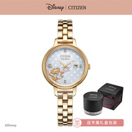 西鐵城（CITIZEN）手表 卡通光動(dòng)能網(wǎng)格皮表帶時(shí)尚女表禮物送女友 ew2448-51w