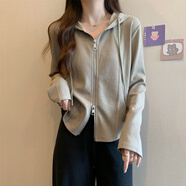 羅蒙（ROMON）早秋季新款連帽短款外套女薄款2024百搭寬松顯瘦時尚棒球衫女春秋 綠色 L （100-115斤）