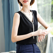 昂柏吊帶背心女打底內搭外穿春夏季女裝新款女士無袖雪紡上衣顯瘦氣質時尚性感百搭簡約潮 9165#黑色寬肩帶 M