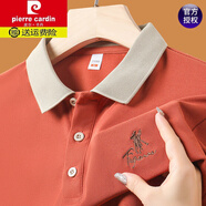皮爾卡丹（pierre cardin）短袖t恤男2024夏季新款翻領(lǐng)保羅體恤刺繡高端商務(wù)男士休閑polo 衫 短袖T207橘色 180/2XL碼 推薦【156-168斤】